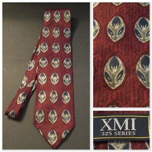 Paul Simon XMI 325 Silk Tie Dark Red Abstract Alien Like Design Weird Unique